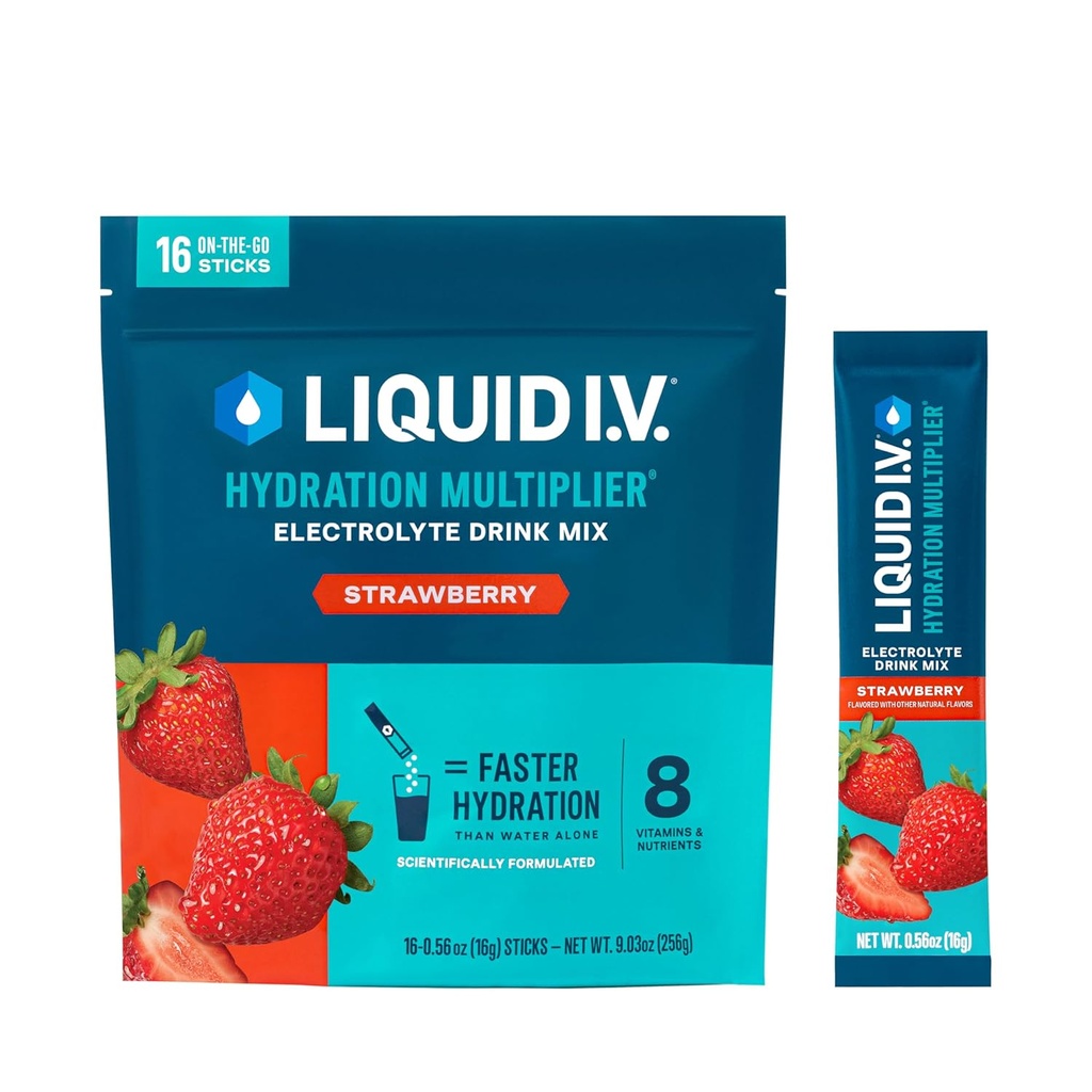 Liquid I.V.® Hydration Multiplier - Strawberry | Electrolyte Powder Drink Mix | 1 Pack (16 Servings)