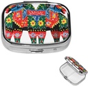 Square Pill Case rahakotile või taskule 2 Osakond Meditsiin Pill Box Kaasaskantav Väike Pill Korraldaja Runner Rootsi Dala Horse Folk Travel Pillbox Meditsiin Vitamiin Tursk Maksaõli Hoidlakarp