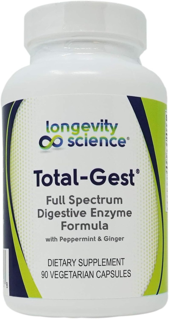 Pikaealisuse teadus: Total Gest Full Spectrum Digestive Enzyme Formula 90 Taimekapslid