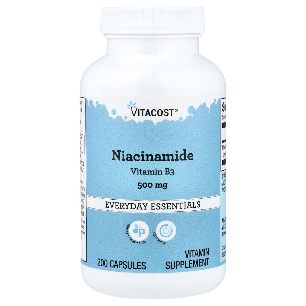 Vitakotiinamiid Niatsiinamiid (vitamiin B-3) - No Flush Niatsiin - 500 mg - 200 kapslit