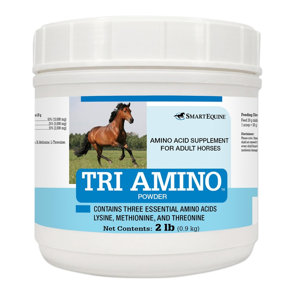 SmartEquine Tri Amino | Lüsiini Hobuste Täiendus Metioniini Ja Trooniini Tugevate Lihaste | Tervislik Topline | Abi Valgu Tootmisel | 2 LB