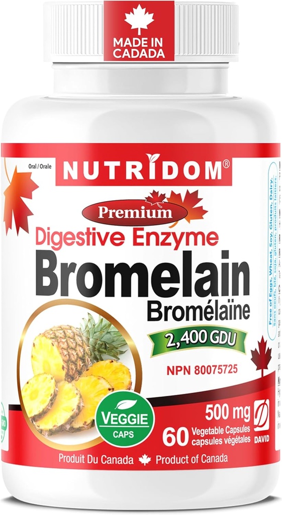 Toitaine Bromelain Seedetrakti Ensüüm Ananassi Toidulisandid, 2400 GDU, 500mg, Mitte-GMO, Vegan, Gluteenivaba, Soja Ja Piima (60 Count)