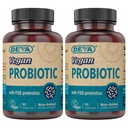 DEVA Vegan probiootikum koos FOS prebiootikumidega täiendus - 2 miljardit CFU-d 100 MG prebiootikumidega meestele ja naistele - mitte-piimne gluteenivaba - loomulikult stabiilne - 90 kapslit (pakk 2)