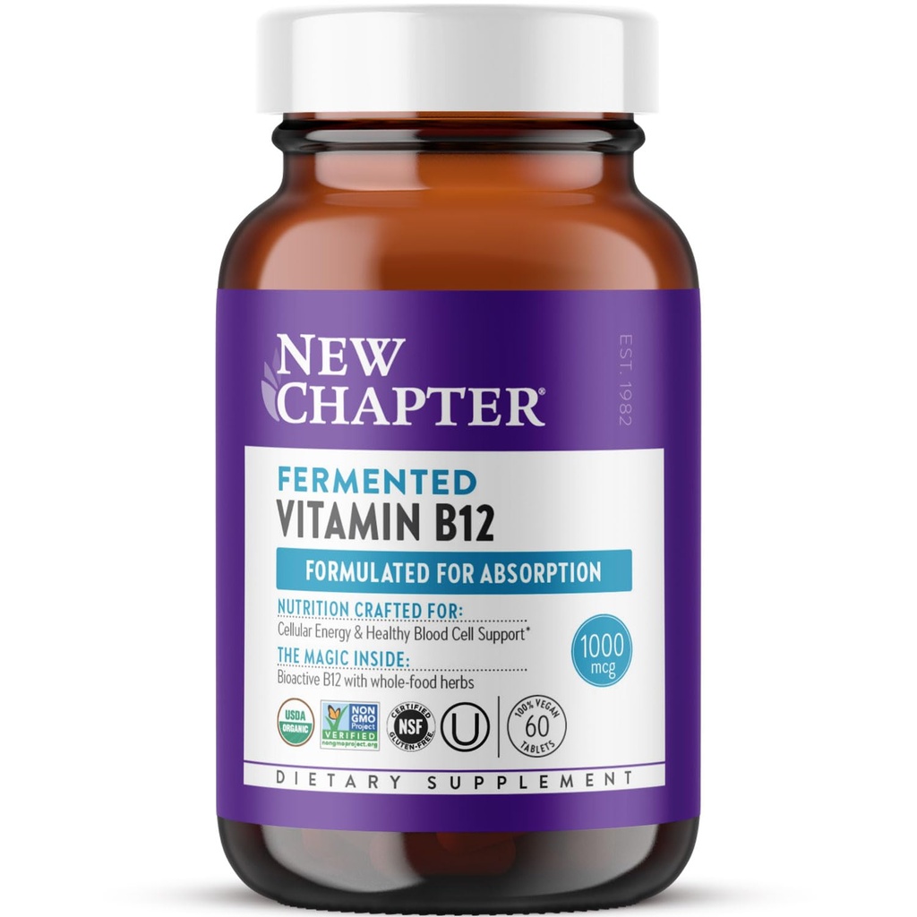 Uus peatükk Fermenteeritud vitamiin B12 1000 mcg, USDA orgaaniline, ONE Daily rakuenergia + tervislike vererakkude jaoks, sertifitseeritud vegan, gluteenivaba - 60 loend