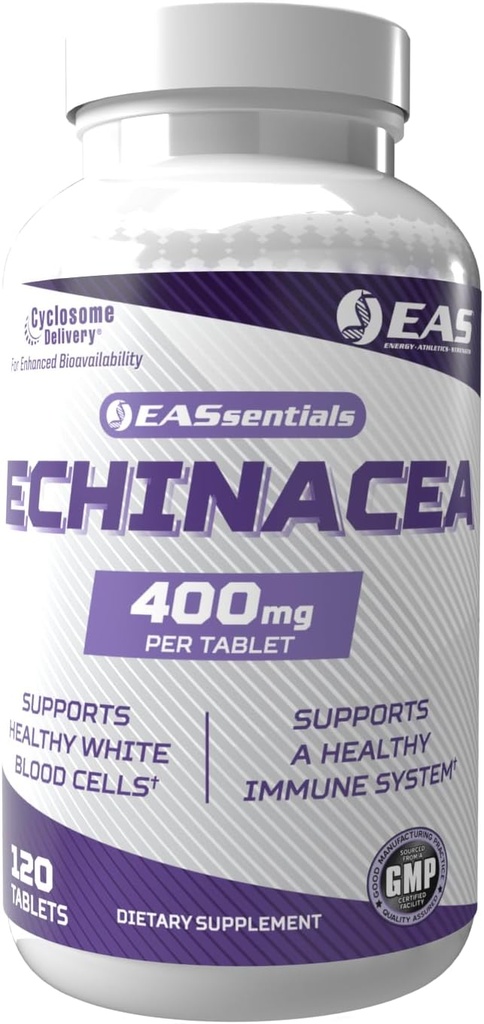 EAS Eksperimentaalne ja rakendusteadused Echinacea 400mg | Tri Blend Formulation | Immune & Respiratory Support | Gluteenivaba, mitte-GMO | Parem imendumine tsüklosoomi manustamisega | 120 tabletti