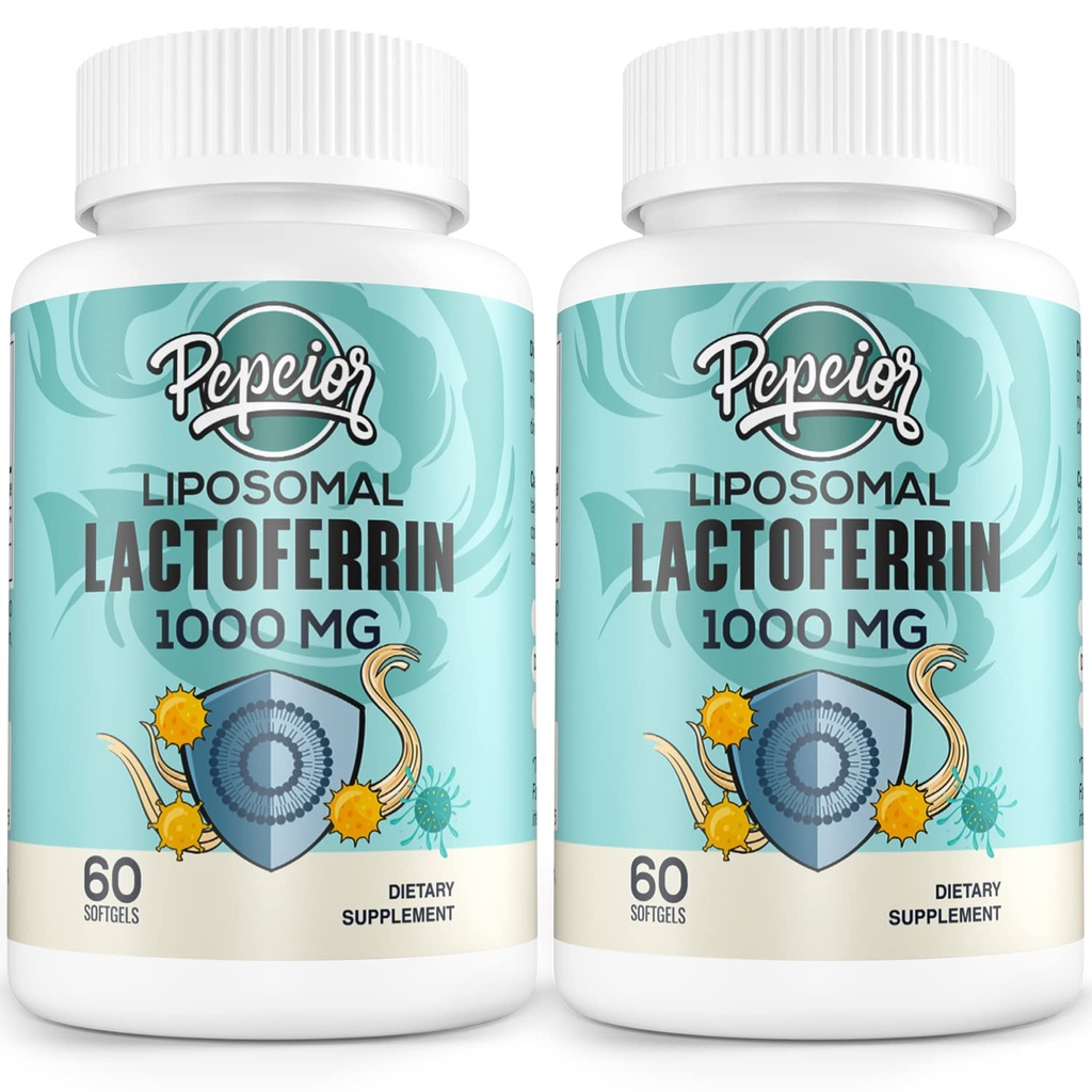 Liposomaalsed Veiste laktoferriin 1000 mg - raua imendumise ja immuunfunktsiooni jaoks Laktoferriini lisandid täiskasvanutele, 60 Softgels (2 pudelit)