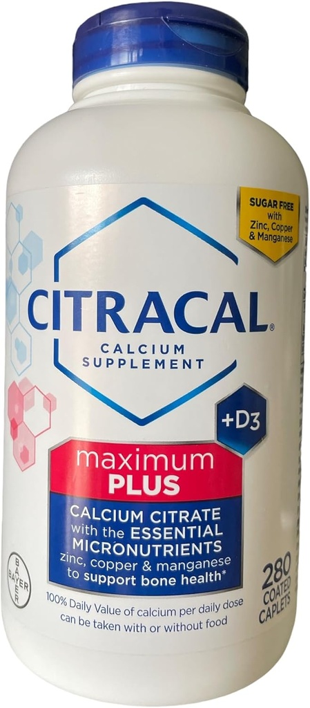 Tsitrakaalkaltsiumtsitraadi kapslid (maksimaalne pluss) + D3 1Pack (280 ct.) (pakendid võivad erineda)