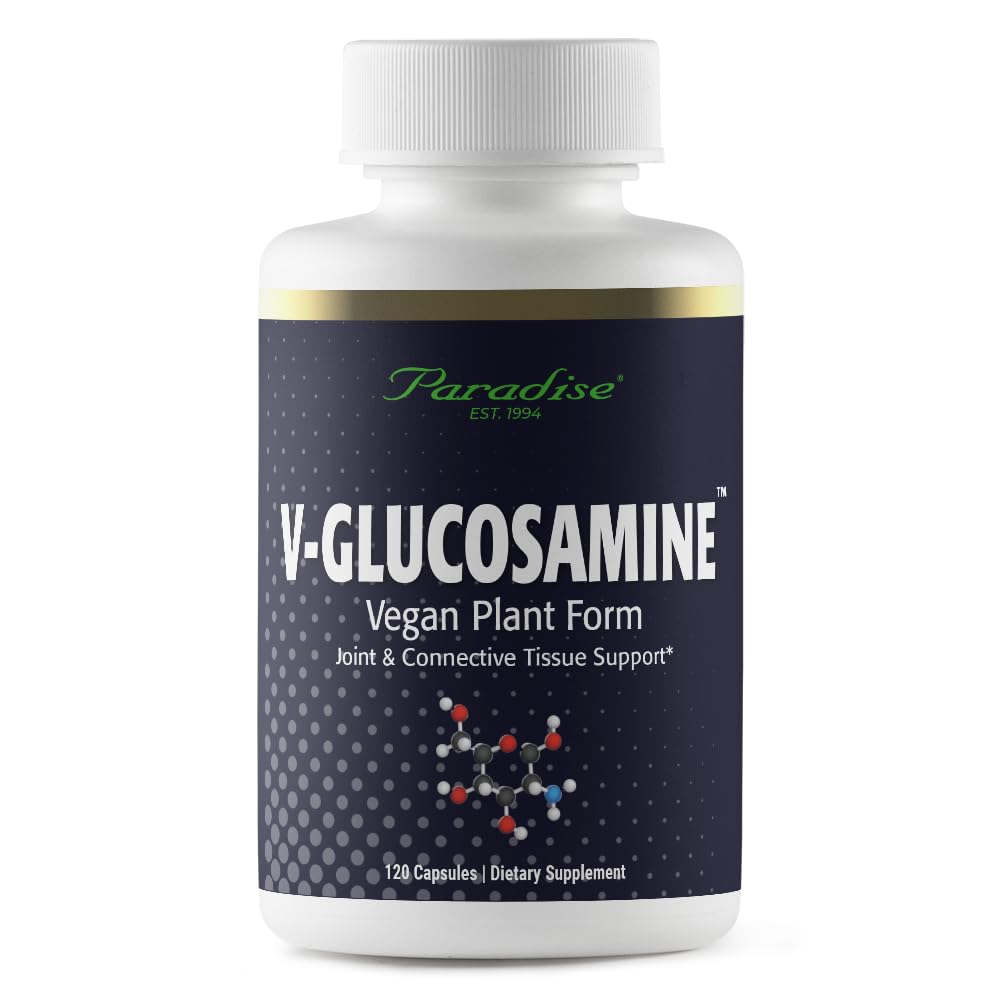 Paradiisi maitsetaimed V-glükoosamiini lisand, koe ja liigeste tervis, superpotent, ultra puhas, vegan, GMO-vaba, 120 taimekapslit