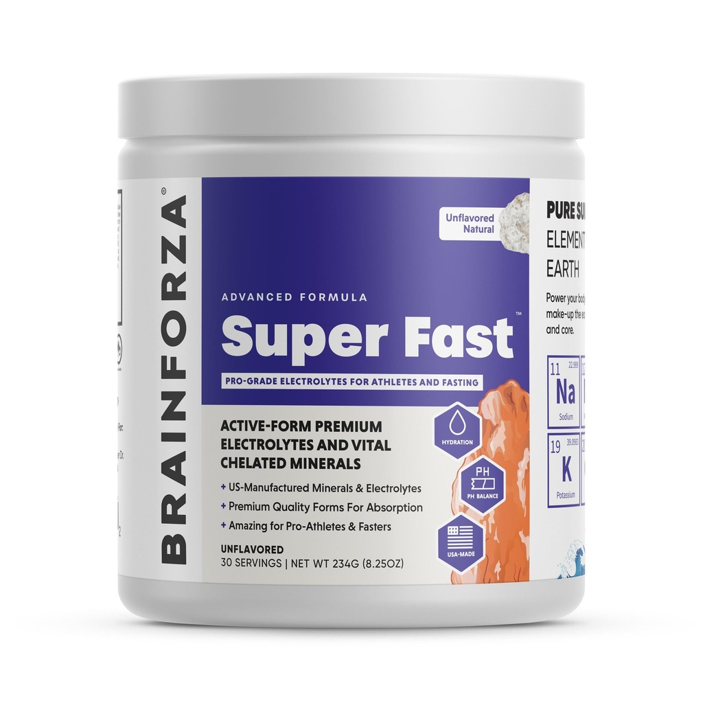 Aju Forza Super Fast Keto elektrolüüdid paastumiseks - Premium elektrolüüdid, ilma suhkru või maitseta w / kaalium, naatrium, magneesium, kaltsium, tsink, roosa Himaalaja sool, (30 srv, maitsestamata)