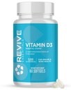 Revive MD D3-vitamiini täiendus, 5000 IU - kõrge potentsi kolekaltsiferool immuunsuse toetamiseks, kaltsiumi imendumine, luu ja lihaste tervis - mitte-GMO toidulisand ilma täiteaineteta - 60 Softgels