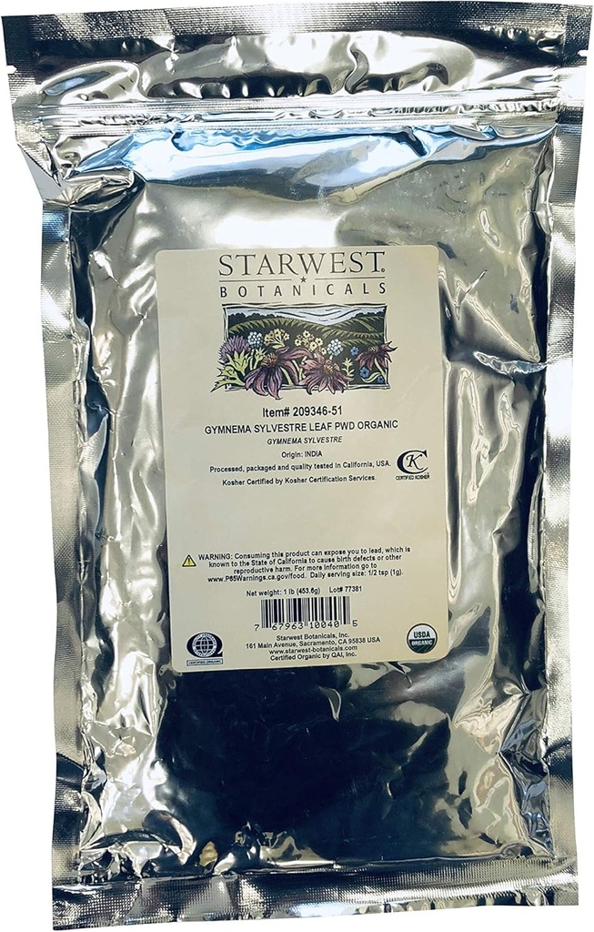 Starwest Botanicals Orgaaniline Gymnema Sylvestre Leaf Pulber, 1 nael