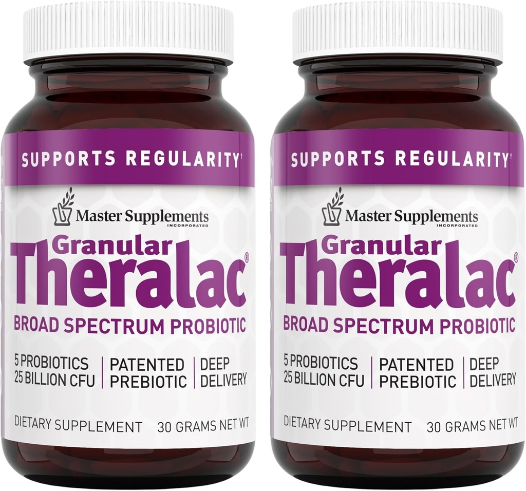 Master Supplements Granulaarne Theralac - 1.05 oz, Pack of 2 - Multi-tüveline probiootiline pulber optimaalse soolestiku tervise jaoks - suurepärane lastele - Vegan, Gluteenivaba - 80 kokku