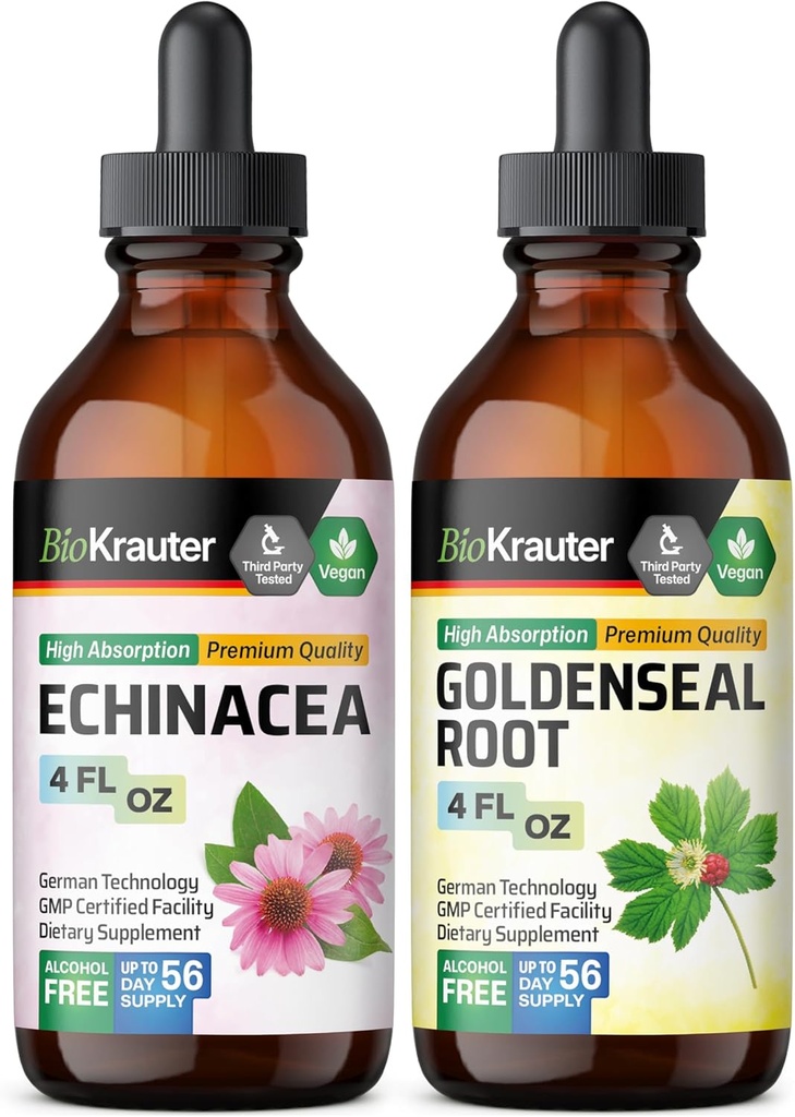BIO KRAUTER Echinacea Tinktuur 4 Fl. Oz. & Goldenseal Tinktuur 4 Fl. Oz.