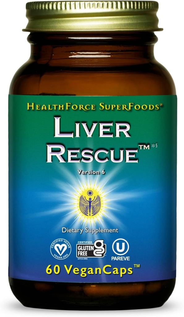 HealthForce SuperFoods Liver Rescue - Natural Liver Cleanse - with Milk Thistle & Dandelion Root - Gluten-Free & Vegan - 60 Capsules