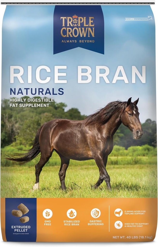 Triple Crown Rice Bran, Rice Bran hobustele, Horse Weight Supplement, 40 naela