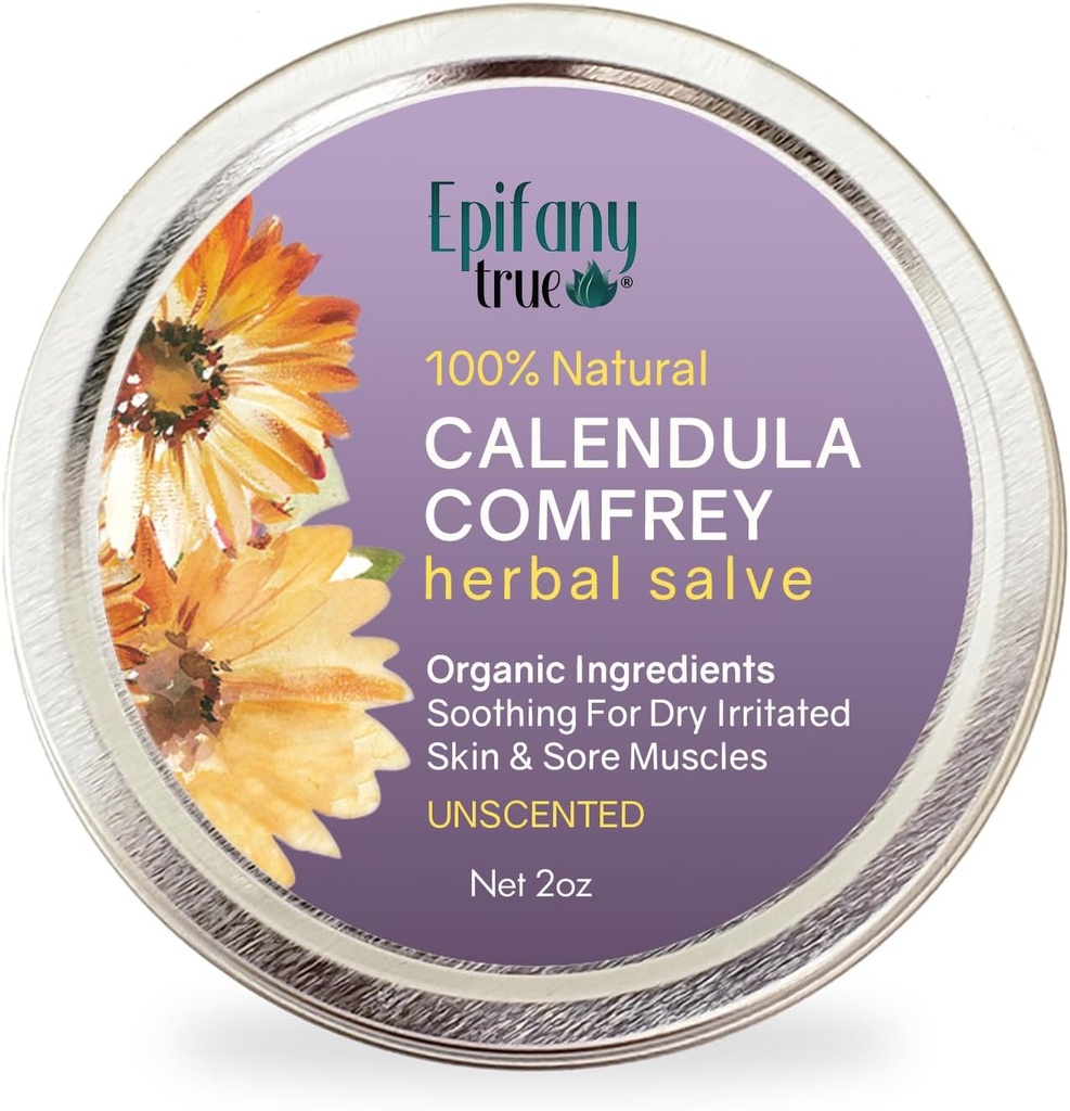 All-Purpose Calendula & Comfrey Herbal Salve 2oz, lõhnavaba, looduslik taimse salv, kuiv nahk rahustav palsam, Itch Relief, orgaanilised koostisosad