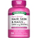Nature's Truth Hair, Skin & Nails Vitamiinid | 5000mcg | 250 Softgels | Sisaldab kollageeni, biotiini ja kookosõli | Mitte-GMO & Gluteenivaba toidulisand naistele ja meestele