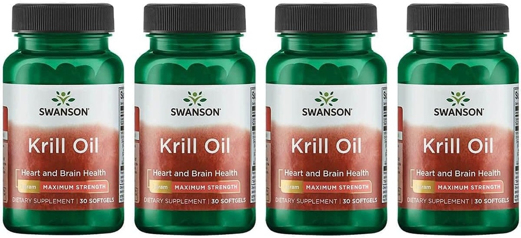 Swansoni EFA-d - krillõli - maksimaalne tugevus - 1 g, 30 Softgels (4 pakend)
