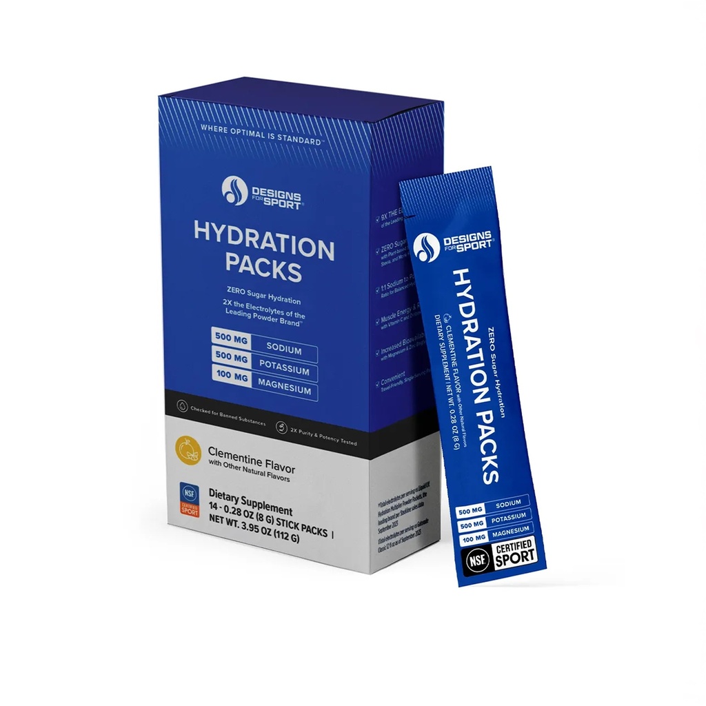 Disainid Sport Hüdreerimise Pakendid - Nullsuhkru Elektrolüütide Joogi Segu - D-Riboosiga, Olulised Mineraalid Ja Vitamiin C - NSF Certified Sport - Athletic Hydration Powder - Klementine Maitse - 14 Pakendit