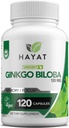HAYAT vitamiinid Vegan Ginkgo Biloba - ekstra tugevus 500 MG ühe serveerimise kohta, toetab aju funktsiooni ja mälu tuge, sertifitseeritud halal, 120 kapslit, valmistatud USA-s