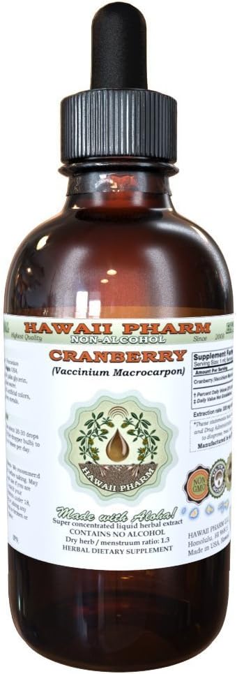 Jõhvikas Alkoholivaba Vedel Ekstrakt, Jõhvikas (Vaccinium Macrocarpon) Kuivatatud Berry Glycerite Hawaii Pharm Looduslik Taimne Täiendus 2 oz