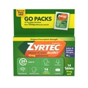 Zyrtec 24 tunni allergia leevendamise tabletid , antihistamiinikum siseruumides ja välitingimustes Allergiavastane meditsiin + tsetirisiin HCl , runny nina, aevastamine ja sügelevad silmad , üksikpakendid , 14 x 1 ct pakendid