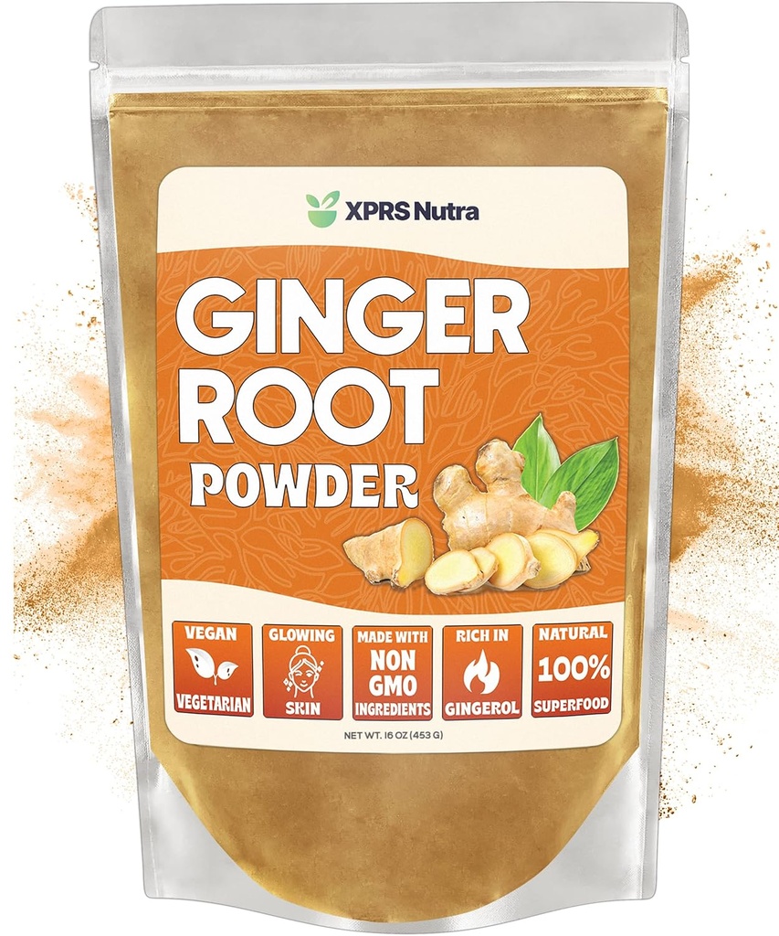 XPRS Nutra Ginger Powder - Premium Ground Ginger Juur Pulber Potent Vürtsikas Maitsega - Maapealne Ingveripulber - Vegan Sõbralikult Kasvanud Prowdered Ginger (16 Ounce)
