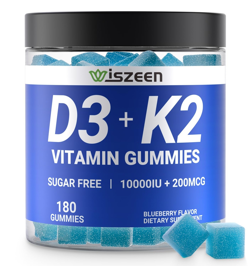 Suhkruvaba D3-vitamiini K2-kummid, vitamiin D3 10000iu ja vitamiin K2(MK7) 200mcg kaltsiumi, magneesiumi, vitamiin B12 luulihaste hammaste jaoks Immuunsus, vegan