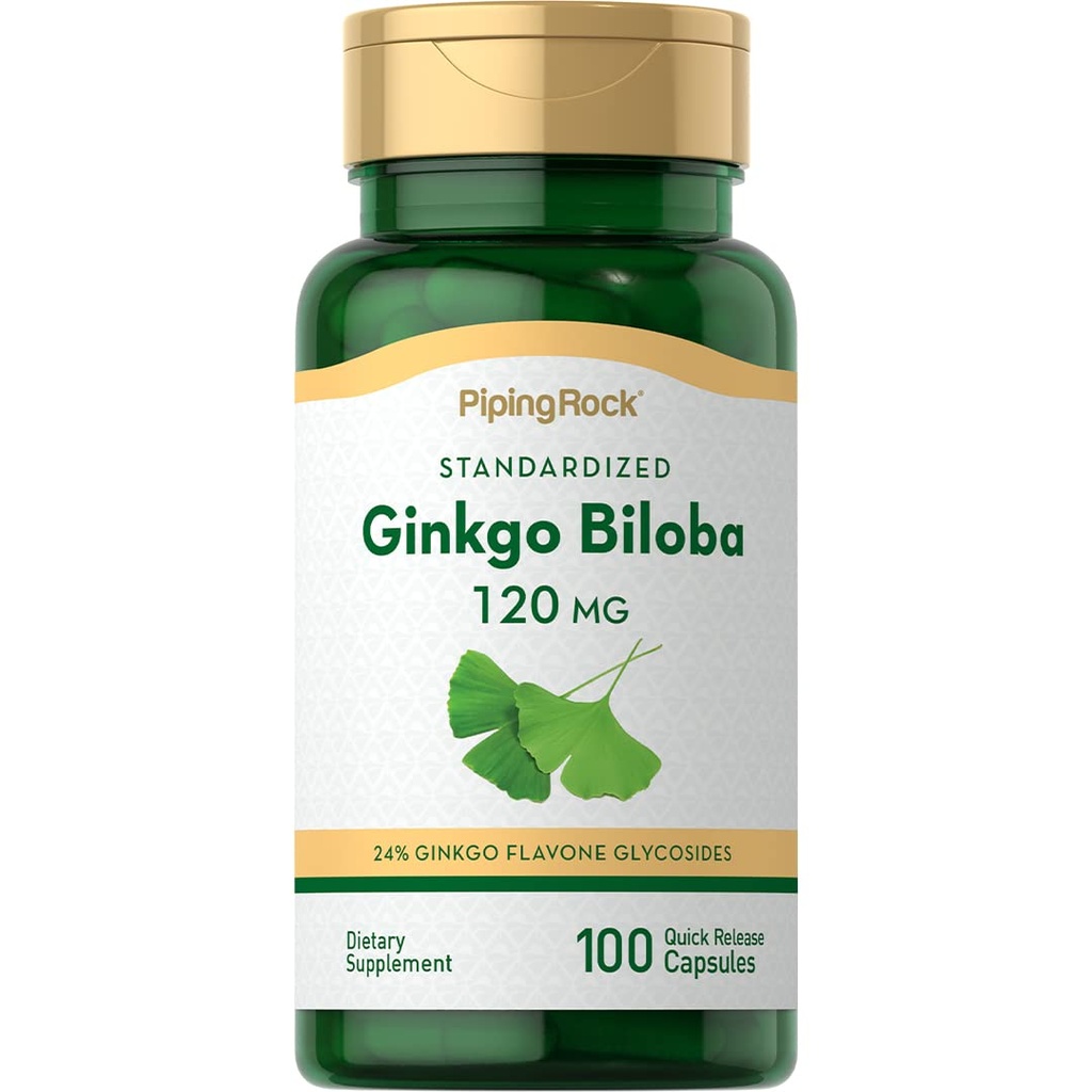 Piping Rock Ginkgo Biloba Supplements 120mg | 100 kapslit | Standarditud ekstrakt | Mitte-GMO, Gluteenivaba