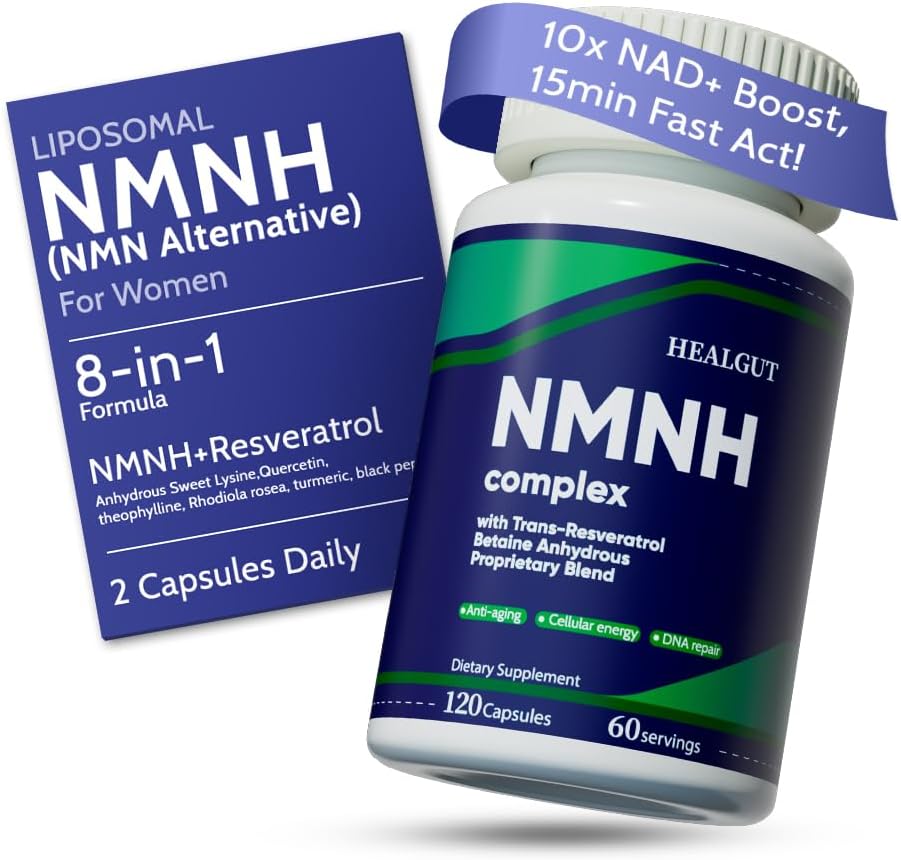 Liposomaalne NMNH naiste energia lisa: NMN Alternatiivne + Trans-Resveratrool + TMG | Suurendab NAD + taset, rakkude regenereerimist ja kiirgavat nahka - 60-päevane vananemisvastane valem