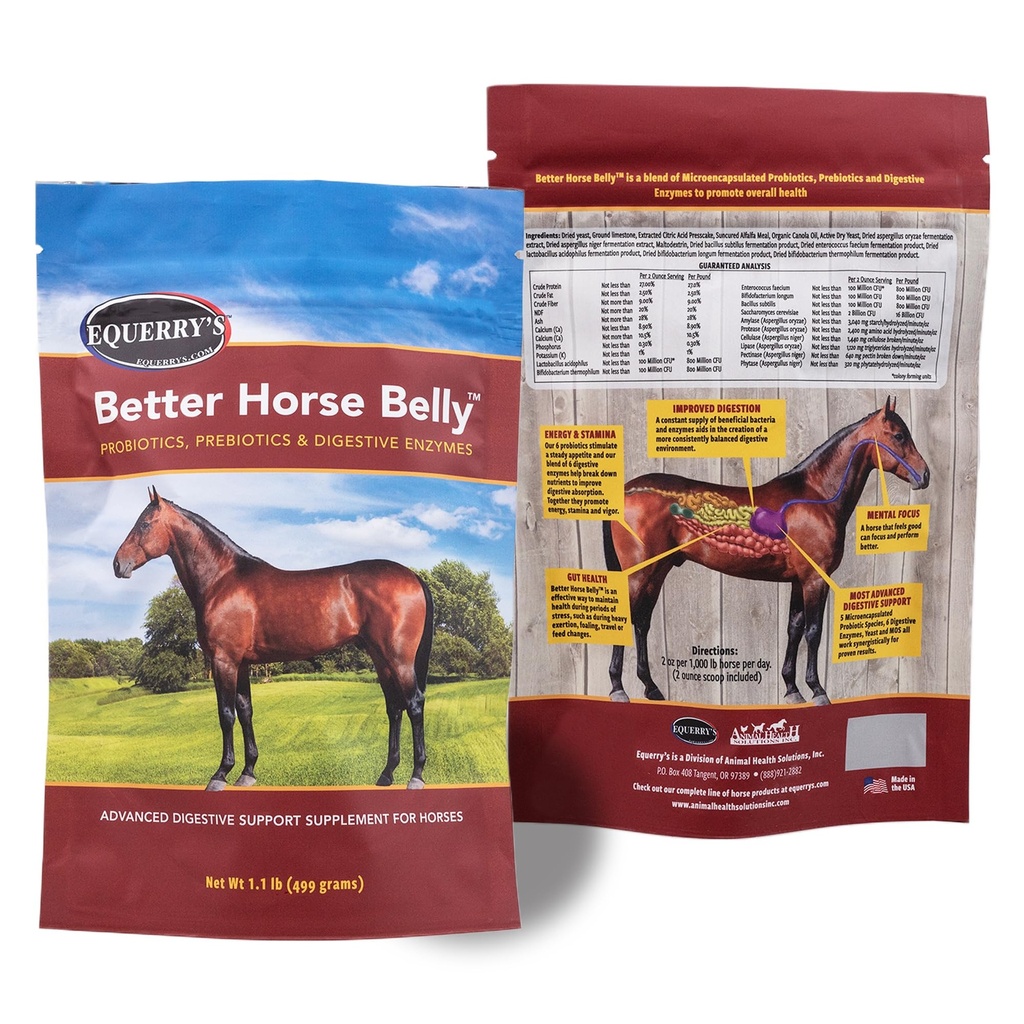 EQUERRY's Better Horse Belly - Hobuselisa koos soolestiku toetusega | Hobuse probiootikumid koos prebiootikumide ja seedeensüümidega | Colic, seedetrakti käivitamiseks, 1.1LB