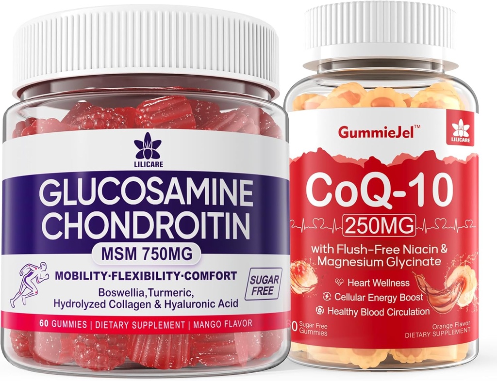 Suhkruvaba glükoosamiin Kondroitiin MSM 120 loeb + CoQ10 250mg Täidetud kummikud 60 loeb