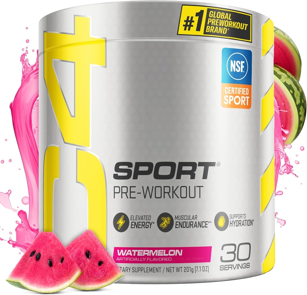 Cellucor C4 Sport Pre Workout Pulber Arbuus - Pre Workout Energy koos kreatiini + 135mg kofeiini ja beeta-alaniin Performance Blend - NSF sertifitseeritud Sport 30 Servings