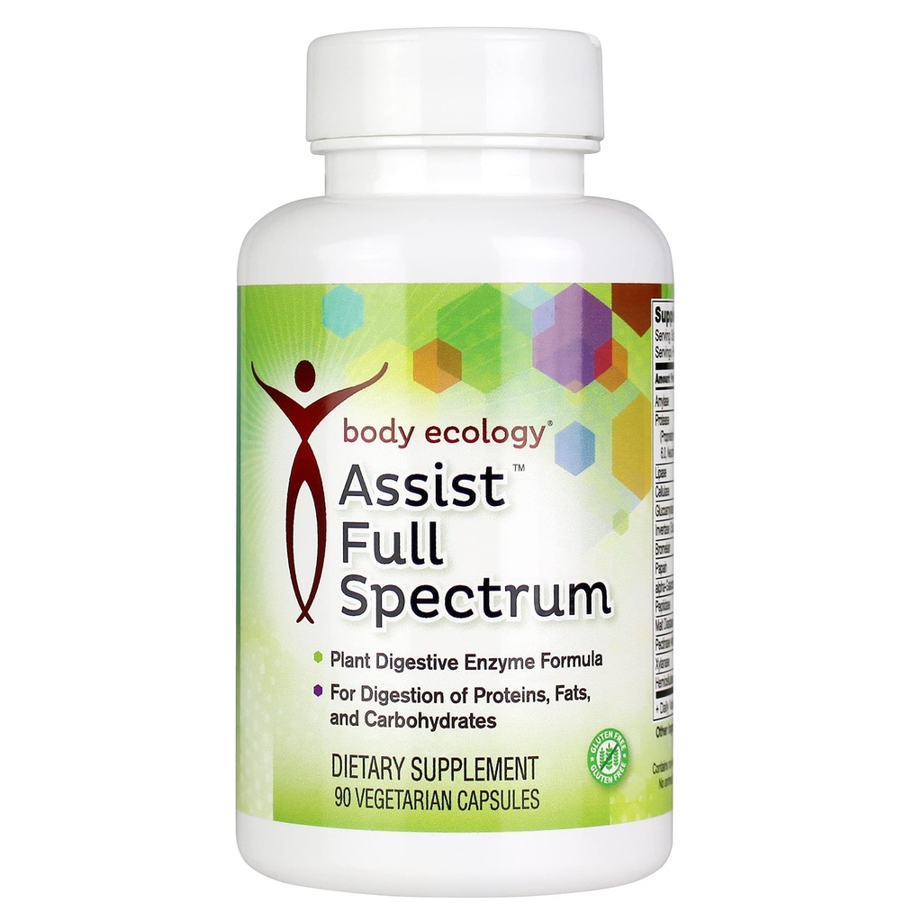 Body Ecology Assist Full Spectrum Enzymes | Plant Digestive Enzyme Supplement | Healthy Digestion and Absorbs Toitained | 90 Vegetarian Count