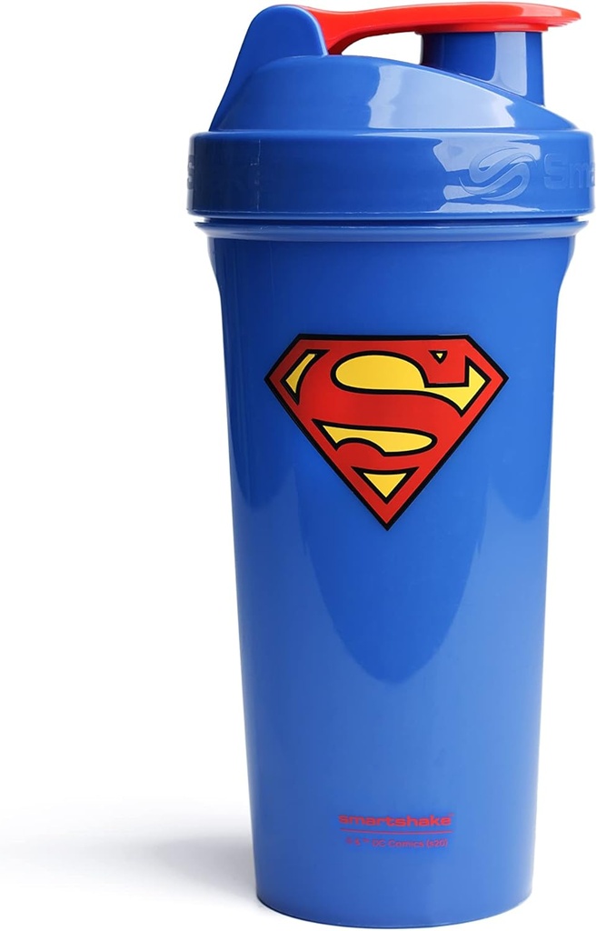 Smartshake Lite Justice League Superman Protein Shaker Pudel 800ml - BPA Vaba Lekkekindel Gym Valk raputab pudelit valgupulbrile DC Comics Blue Water Pudel Superman Kingitused