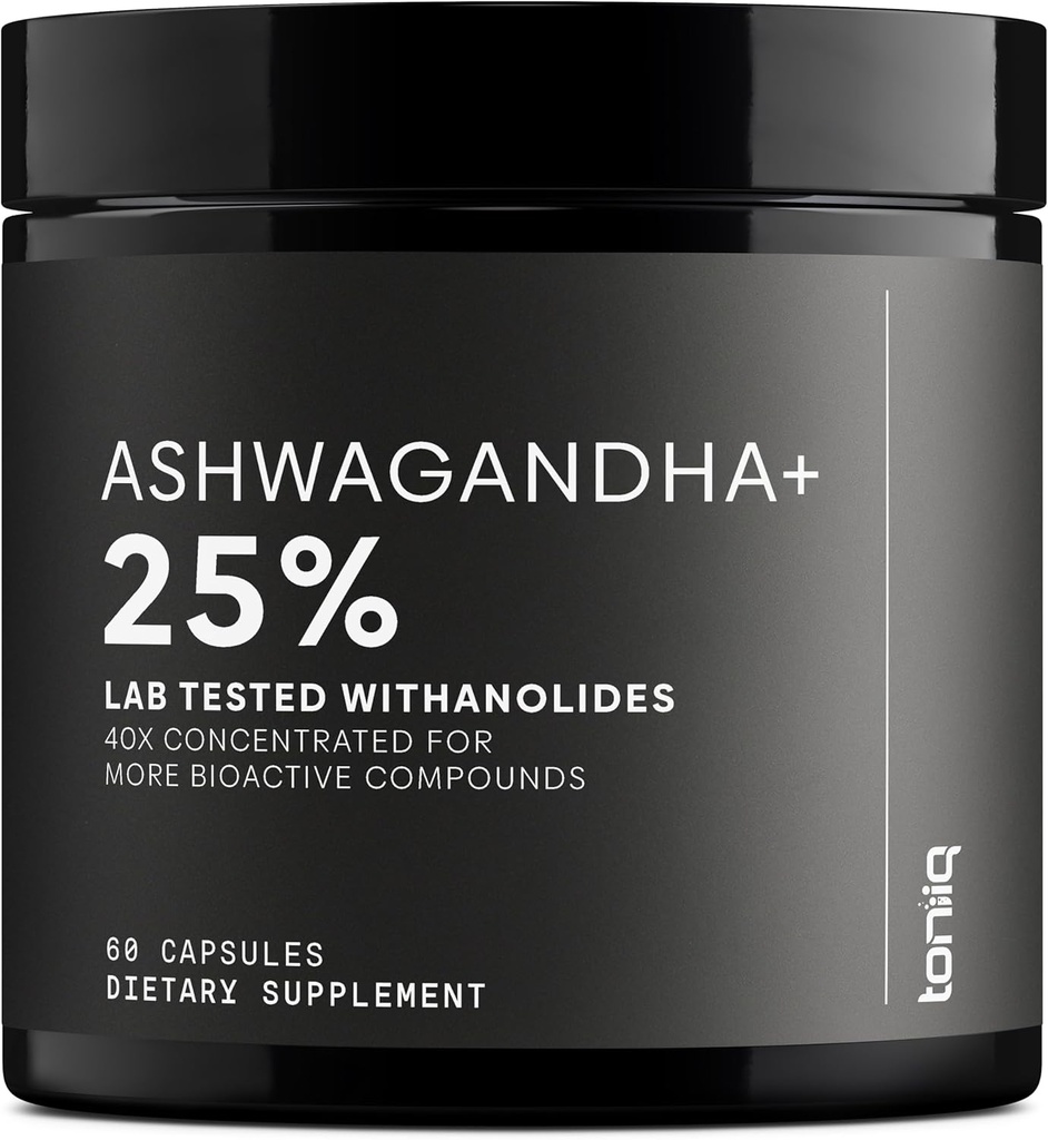 Ashwagandha - Ultra High Potency 40:1 Ekstrakt 25% withanoliididega - looduslikult koristatud Indias - kõrgelt kontsentreeritud ja kolmanda osapoole labor testitud - 60 kapslit