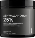 Ashwagandha - Ultra High Potency 40:1 Ekstrakt 25% withanoliididega - looduslikult koristatud Indias - kõrgelt kontsentreeritud ja kolmanda osapoole labor testitud - 60 kapslit