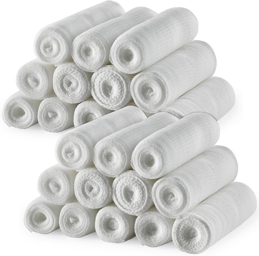 MEDca Gauze Bandage Rolls - (24 Pack) 4 x 4.1 Yards Per Roll, Medical Grade Stretch Wrapping igat tüüpi haavade riietamiseks ja esmaabikomplekt (4-tolline, 24 Tk)