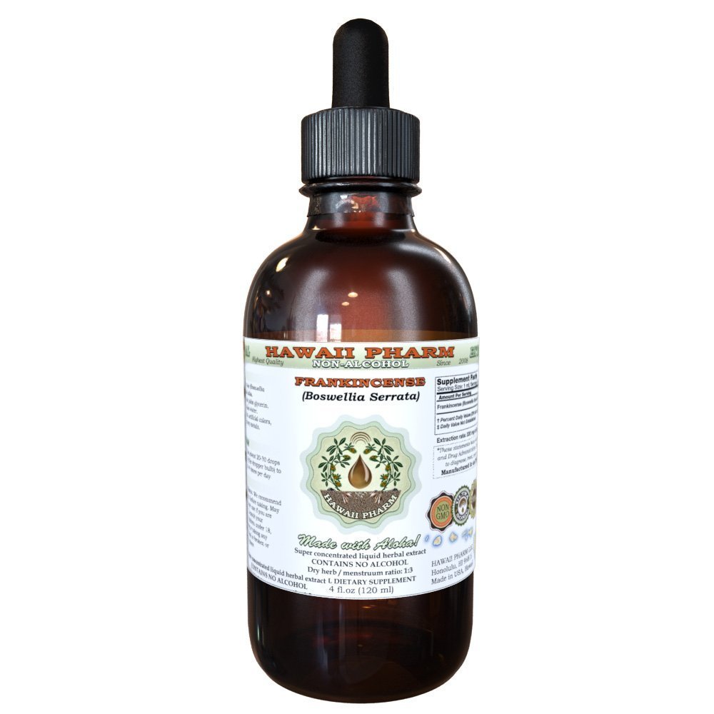Frankincense Alkoholivaba vedelik ekstrakt, Frankincense (Boswellia Serrata) Kuivatatud vaik Glycerite Hawaii Pharm Looduslik Taimne täiendus 4 oz