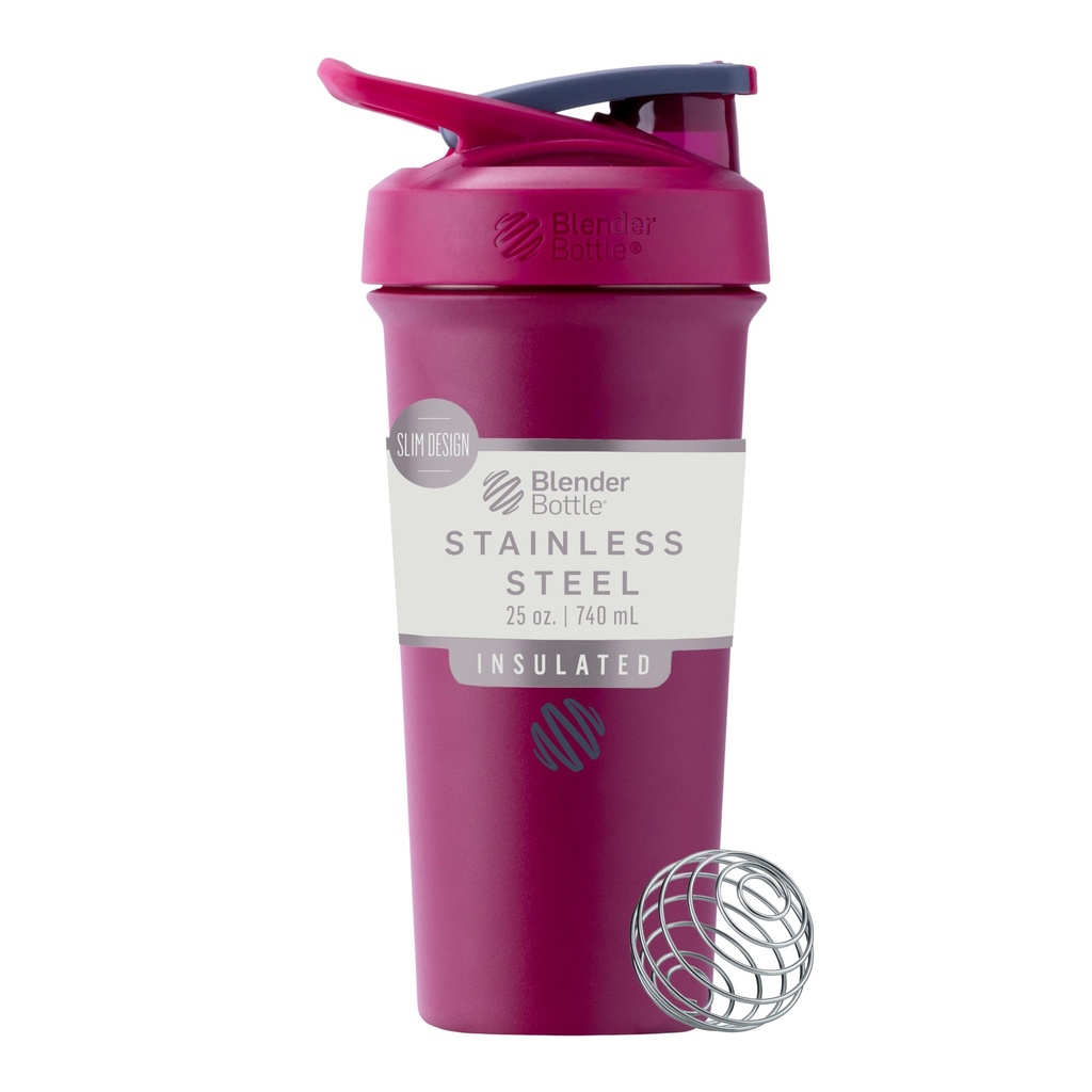 BlenderBottle Sport Sleek Isoleeritud roostevabast terasest raputuspudel traadi viskiga, 25-Ounce, Vaarika - Protein Shakes & Hüdratsioon sportlastele & Fitness Entusiastid, lihtne segamine, Slim Lihtne hoida, hoiab joogid külma, lukustatav Lid