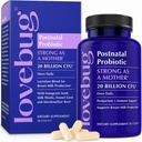 Lovebug Postnatal Probiotics - 20 Billion CFUs Multi Strain for Breastfeeding -with Fenugreek, Milk Thistle & Fennel,Supports Breast Milk & Gut Health, Postpartum Essentials, 30 Capsules