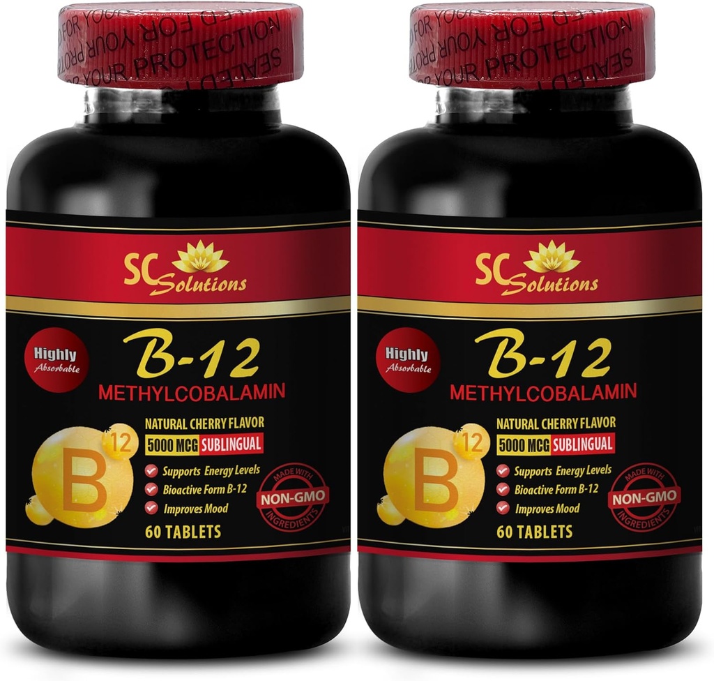 b12 Vitamiinid 5000 mcg - METHYLCOBALAMIN Vitamiin B-12 5000 - Spordi toitumisalane vastupidavus, energia suurendaja, energialisandid üle 50-aastastele meestele, vitamiin b 12, nahatoetuslisandid - 2 pudelit 120 Tabl