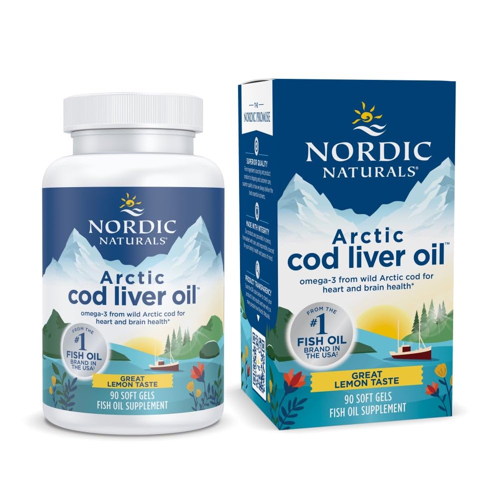 Põhjamaised looduslikud Arktika tursamaksaõli, sidrun - 90 pehmet geeli - 750 mg kokku Omega-3 EPA & DHA - südame ja aju tervis, tervislik immuunsus, üldine heaolu - mitte-GMO - 30 serveerimist