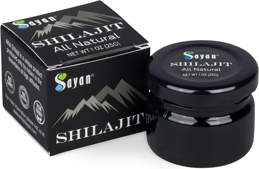 Sayan Pure Shilajit Resin 1oz/25g, Klaaspurk, 250 Servings - Tugev orgaaniline Fulvic Acid Supplement - toetab immuunsüsteemi, mälu, fookust ja annab looduslikku energiat, Detox - Vegan, Non-GMO