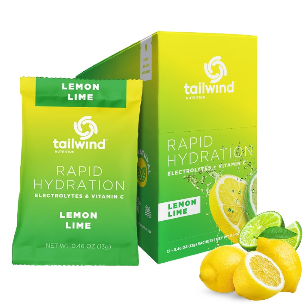 Tailwind Nutrition Kiire hüdraatumine, elektrolüüt ja hüdraat pulber, C-vitamiini ja meresoola kasutamise treeningsegu, sidruni lubi, pakend 12 pulka
