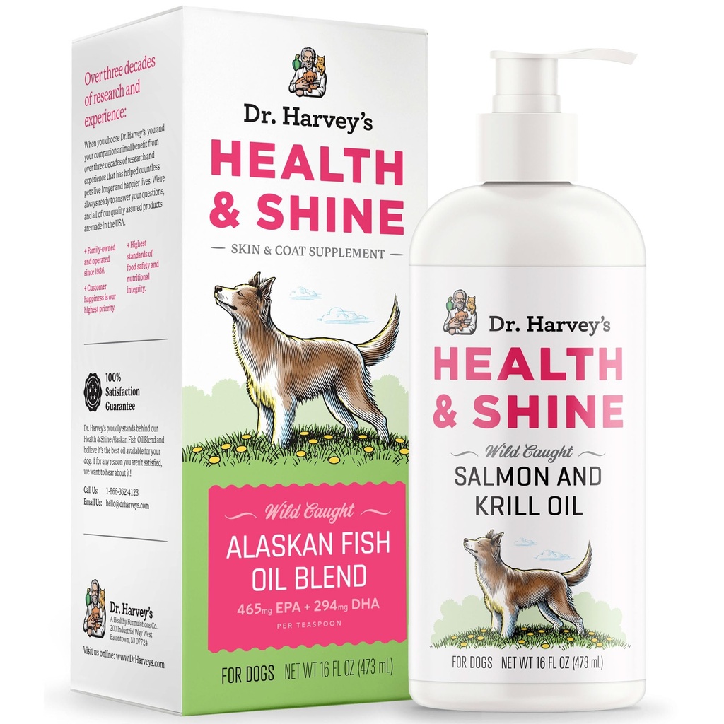 Dr Harvey's Health & Shine Alaska kalaõli segu koertele - toetab tervislikku südant, aju ja silmi (16 fl. oz.)