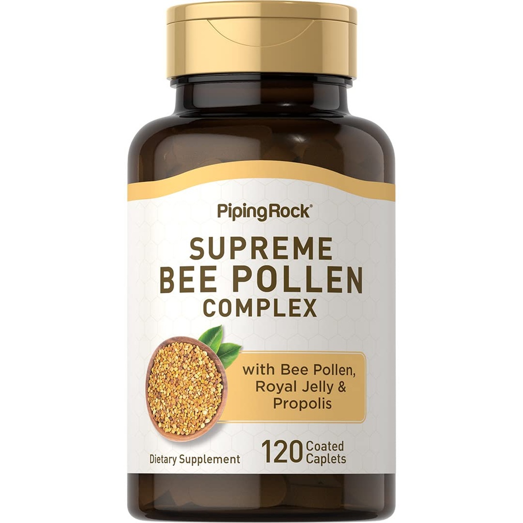 Torustik Rock Bee Pollen koos Royal Jelly ja Propolis | 120 Caplets | Komplekslisand naistele ja meestele | Mitte-GMO, Gluteenivaba