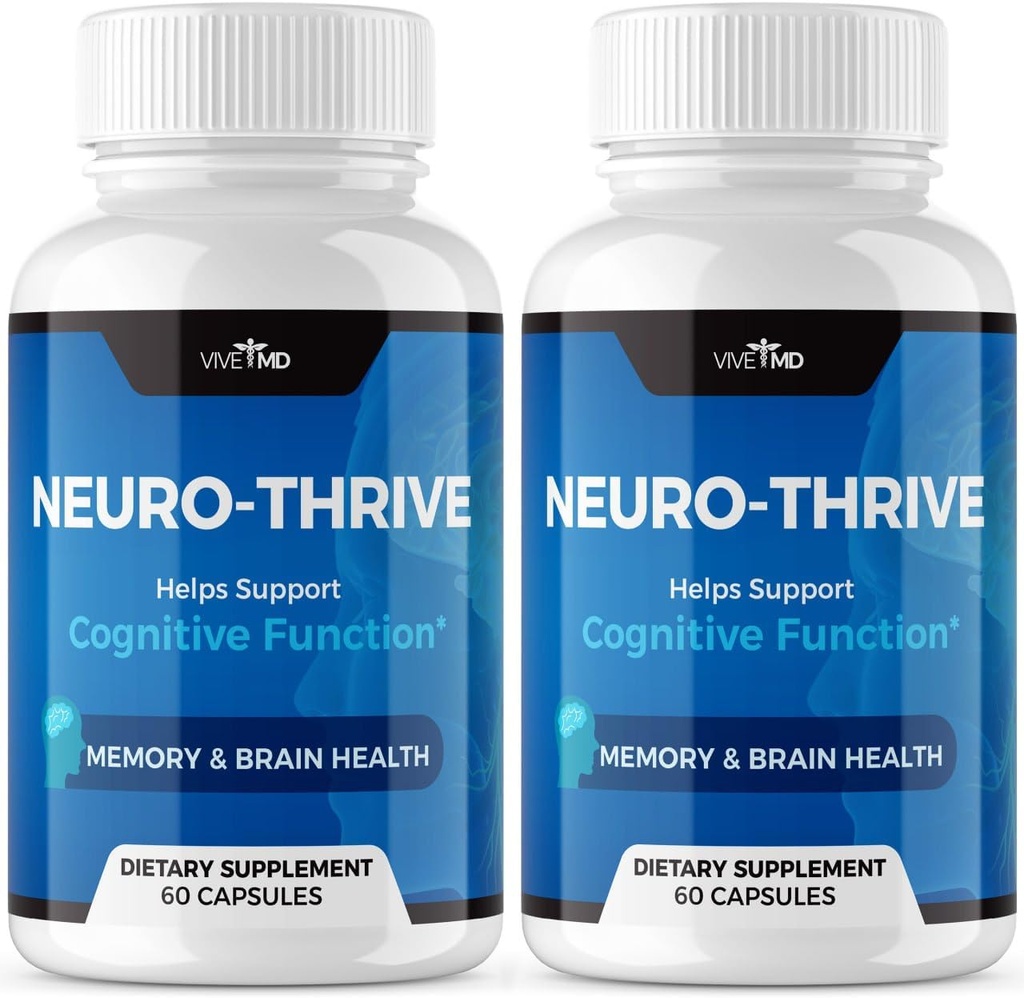 VIVE MD NeuroThrive Brain Supplement - Ametlik valem - Neuro Thrive PQQ, Neuro Thrive ekstra tugevus Ginkgo Biloba ekstrakt, Siberi ženšenni ekstrakt (2 Pack)
