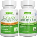 Longvida Curcumin 500mg + VESIsorb Ubikinol-QH Advanced CoQ10 100mg Bundle, Ultra biosaadav kurkumiin koos biosaadava ja kiire toimega Ubikinooliga, autor Igennus
