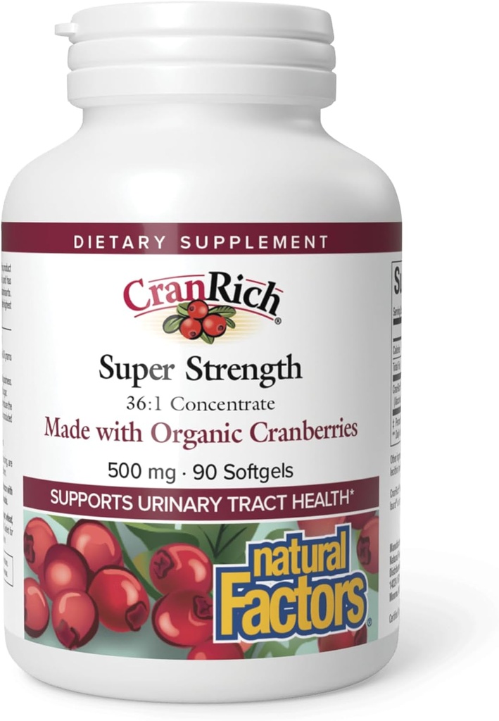 Looduslikud tegurid CranRich, Super Tugevus Cranberry Kontsentraat, Antioksüdant täiendada kuseteede tugi, Non-GMO, 90 softgels (90 Servings)